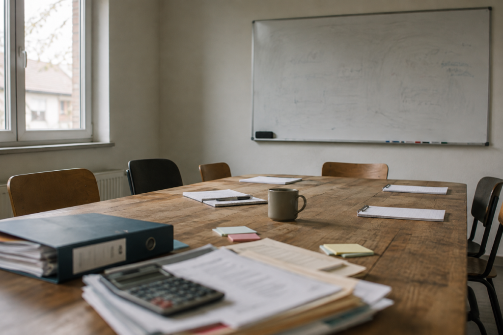 Salle de réunion d'entreprise illustrant un désaccord entre dirigeants